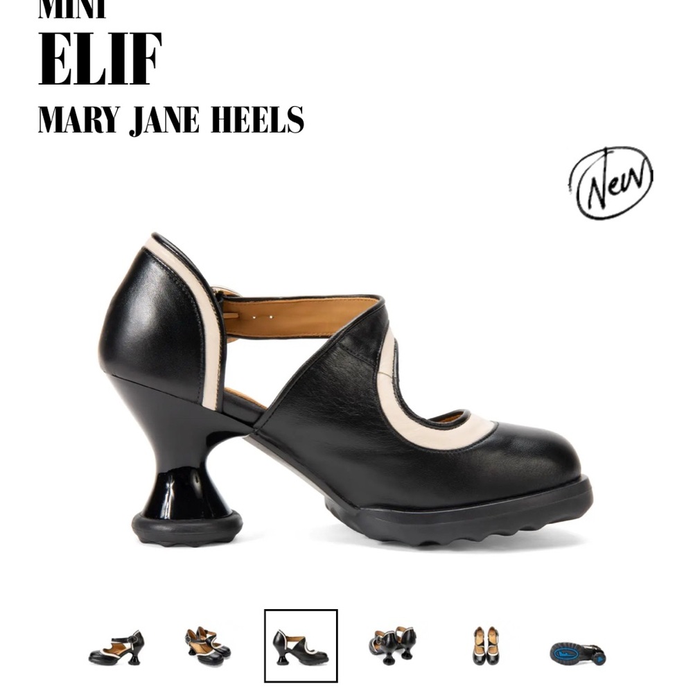 John Fluevog Black and Cream Mary Jane Heels